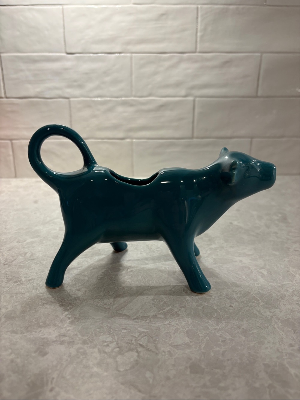 Pioneer Woman Ceramic Teal Cow Creamer